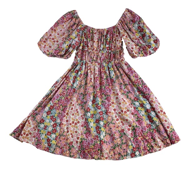 NWT‎ Angie Mini Dress Women Sz S Colorful Floral Cottagecore - Picture 2 of 8